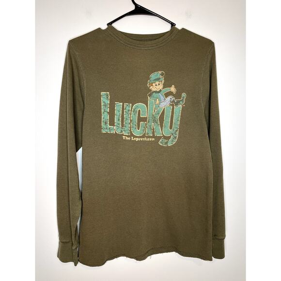 2000s Y2K Trau & Loevner TNT Lucky Charms Leprechaun Soft Waffle Knit Shirt M - Picture 1 of 5